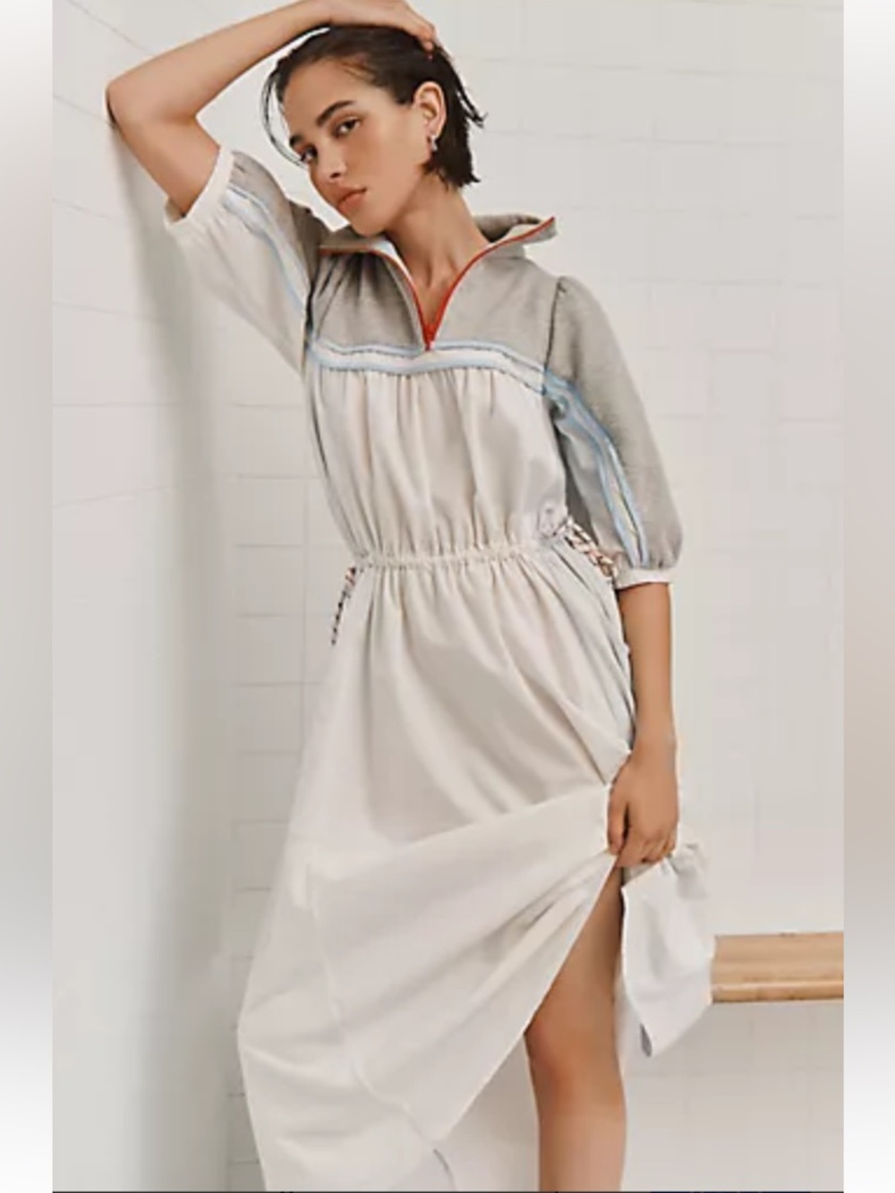 NWT retail $148 size S #DailyPractice
Amplitude drawstring midi dress.